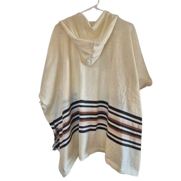 Melrose & Market Women's Cream Poly Knit w Gray & Brown Stripe Accents Open Fron - Picture 6 of 13